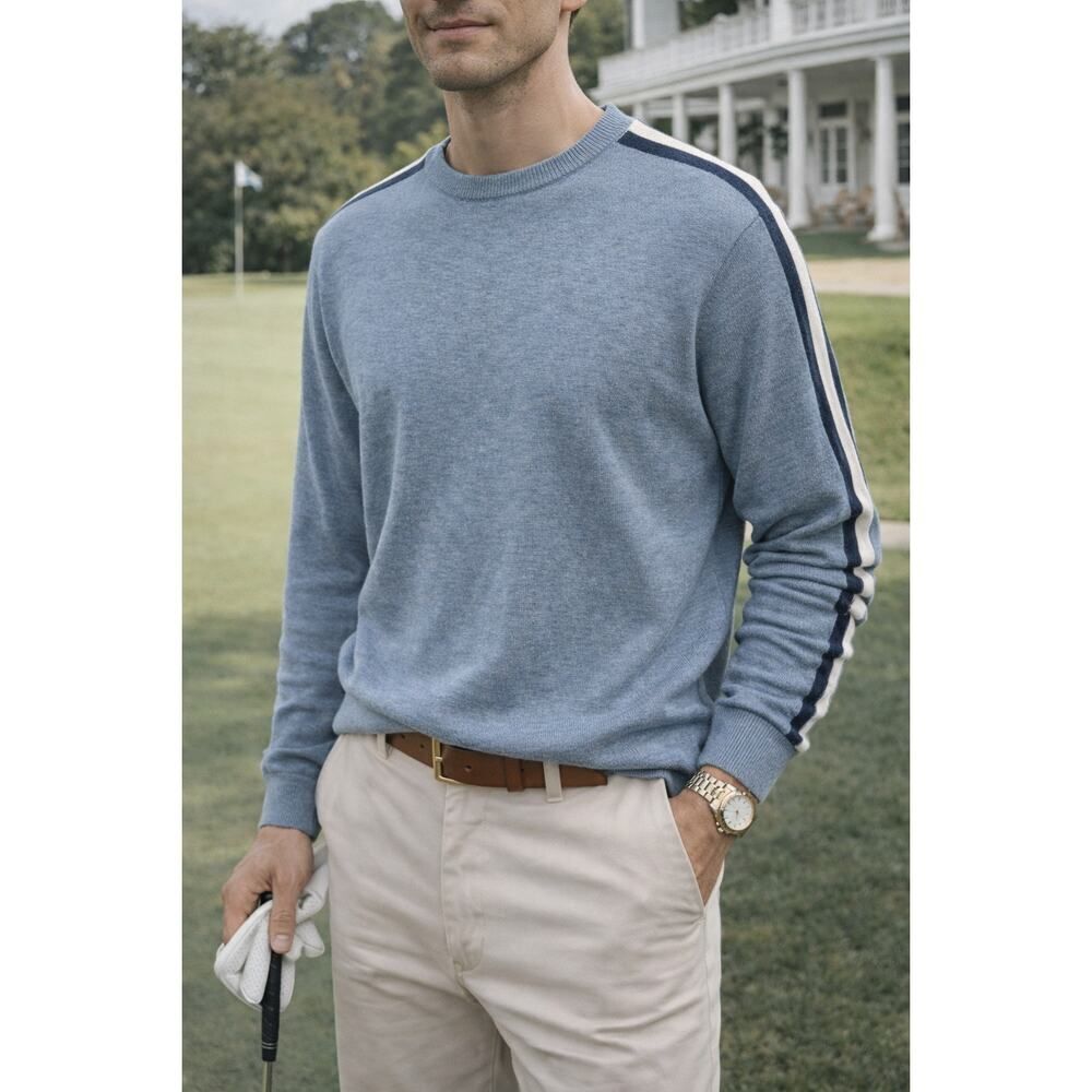 Dunning XL Merino Wool Blend Thermolite Blue Sweater NWT Old Money Smart Casual
